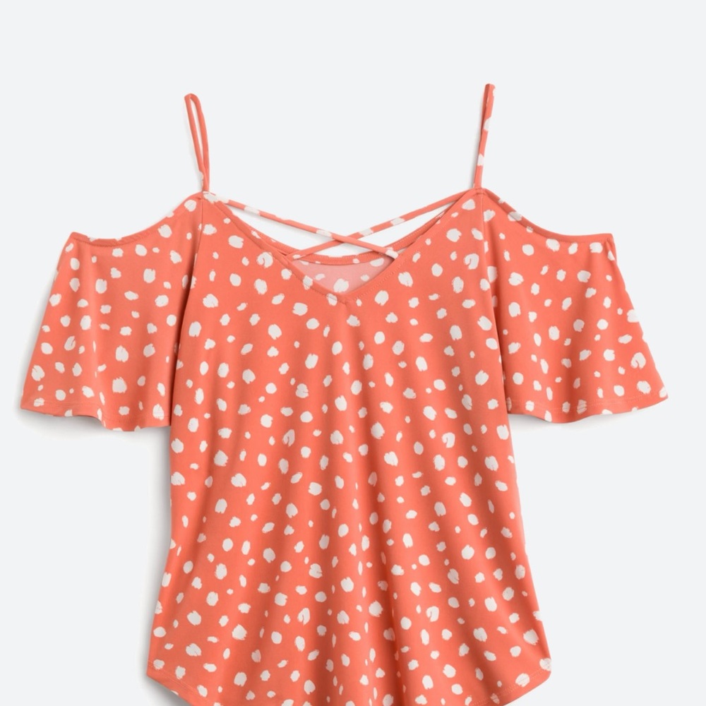 Valette Back Detail cold shoulder knit top. Gently used size is XL Peach color